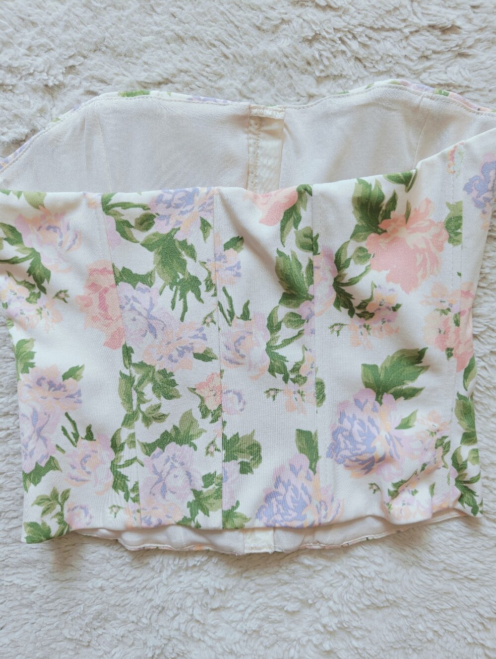 Zara Floral Structured Corset Top | Sweetheart Bustier Boning Hook Eye | Size XS - Picture 4 of 4